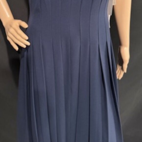Adrianna Papell Navy Pleated Midi Dress – Size 12 - Picture 3 of 11